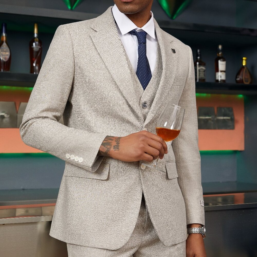 Light Tan Notch Lapel 3 Piece Stacy Adams Men's Suit